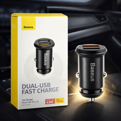 Baseus – Cargador de Auto Dual USB con Carga Rápida para tu Smartphone