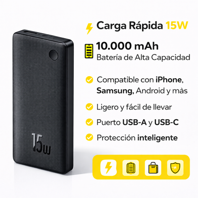 Baseus 15W – Cargador Portátil 10.000mAh