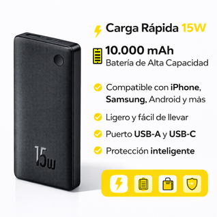 Baseus 15W – Cargador Portátil 10.000mAh