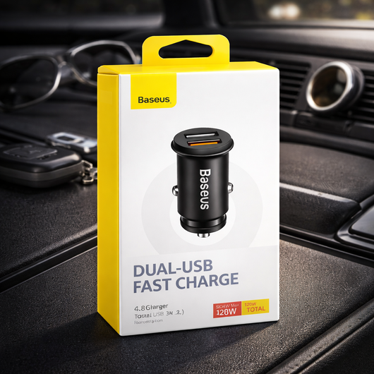 Baseus – Cargador de Auto Dual USB con Carga Rápida para tu Smartphone